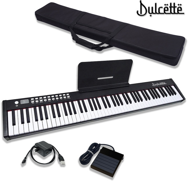 Dulcette 杜莎 DC-11 標準厚鍵電鋼琴, 黑色,88鍵, 1個
