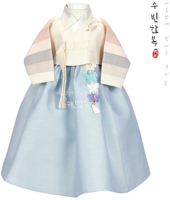 브랜드 (백일 1~15세)지호여아한복 베이지저고리+하늘치마