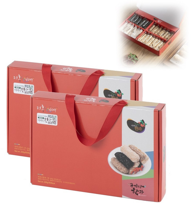 칠갑산 어머니 구기자 찹쌀 한과 선물세트 1호 200g 2세트-참깨 흑임자 유과 강정 추석 설날 한가위