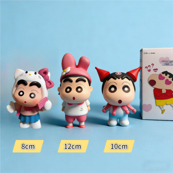 FATTYS 짱구 (쿠로미 & 마이멜로디) 컬래버 장식용품 - 차량용 피규어 12CM, 헬로키티 짱구, BR01