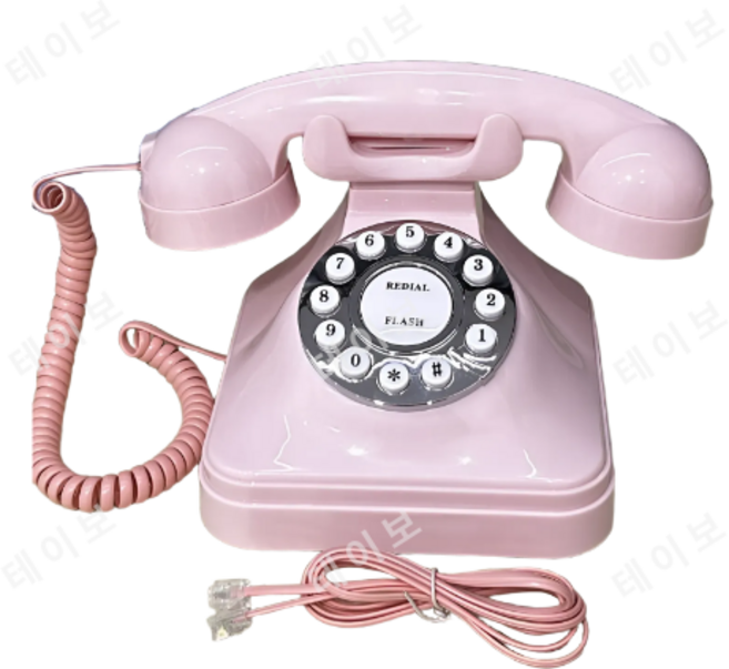 레트로전화기 년대 패션 가정용 1980 유선 시니어 플래시 전화 아날로그 빈티지 레트로 다이얼 올드 벨소리, pink