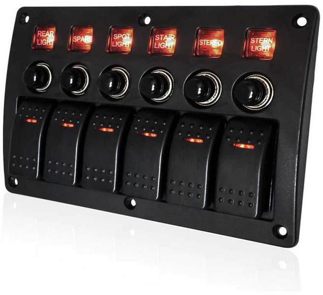 요트 컨트롤 판넬 스위치 박스 캠핑카 차량 제어 다중, 상세 페이지 참고, (과부하 보호O)4위치 대형 스위치 블루