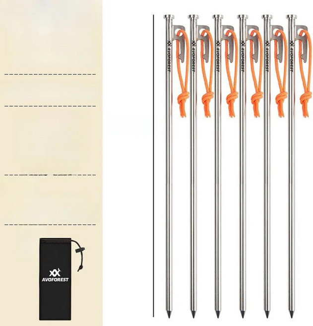 대형 티타늄 텐트 그라운드 네일 야외 캠핑 고정 플러그 경량 해머 장비, 1개, 8. 대형 헤드 - 티타늄 못 8*40 - 6개입...