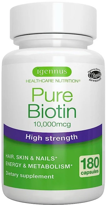Igennus 클린 비오틴 10 000mcg 고효능 비타민 B7 실험실 인증 비건 하루 1일 작고 삼키기 쉬운 캡슐 맛이나 냄새 없음 저자극성, Igennus 클린 비오틴 10,000mcg, 고효능, 1개, 180정 - 쿠팡