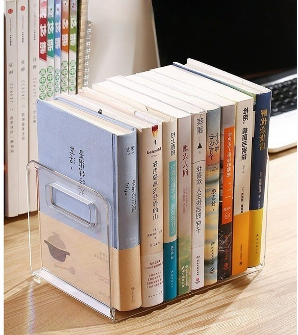 LOCO LAB 책진열대 아크릴책꽂이 아크릴북엔드 2개, 투명