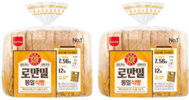 삼립 로만밀 통밀식빵, 420g, 2개