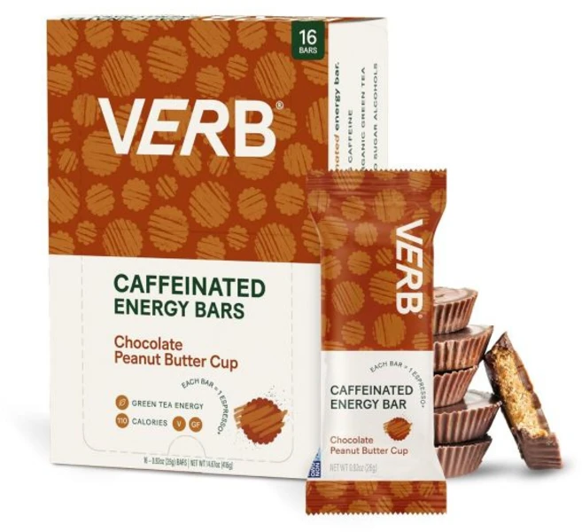 Verb Caffeinated Energy Bar 쿠키 과자 버브 에너지 카페인 함유 바 앤 크림 90칼로리 스낵 영양 비건 녹차 포함 글루텐 프리 아침 식사 16개입 26g, 초콜릿 땅콩버터 컵, 16개 (1팩), 1개 - 쿠팡