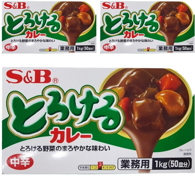 토로케루 카레 소스믹스 중간맛, 1kg, 3개