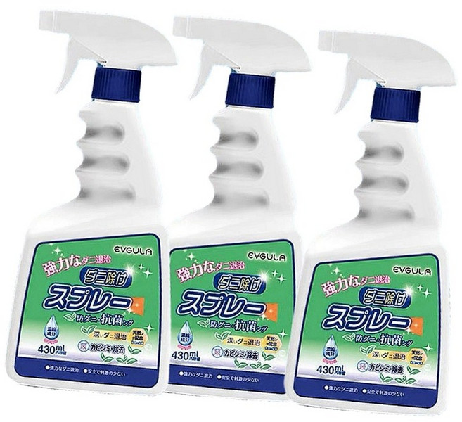 EVGULA 純植物除蟎噴霧 430ml三瓶組 植物萃取溫和配方 深層清潔居家環境, 3個, 430ml
