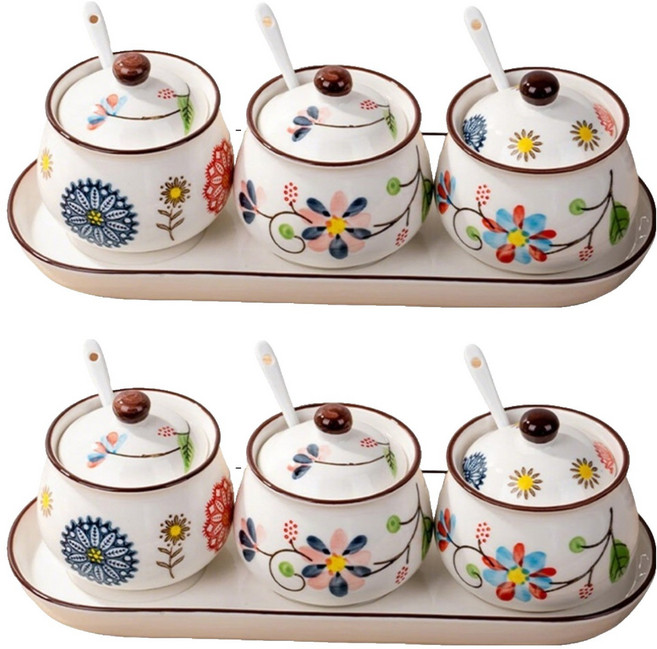 clever 뚜껑있는 양념통 3개입, 2개, 양념통 + 스푼 + 받침대