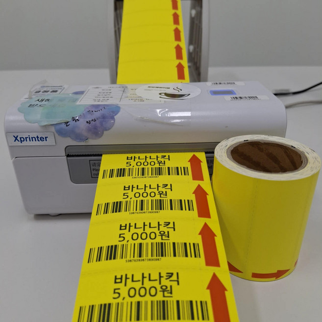 XPRINTER 4604A10 마트 무인판매점 라벨프린터 노랑비점착라벨 세트, 1개