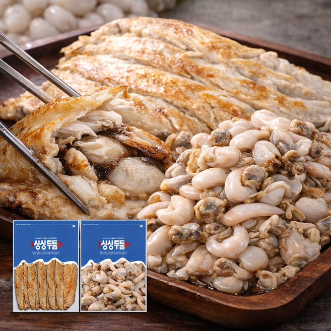 싱싱두툼 청정바다 2종세트 고등어5미+새조개1kg 순살 손질 직화 고등어 새조개 해산물 해물 수산물 세트, 1개, 고등어450g,90g5미/새조개1kg1팩