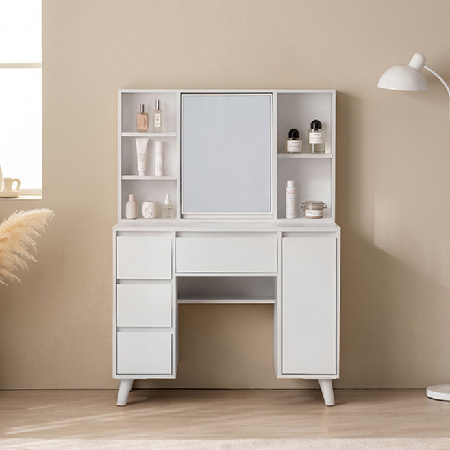 삼익가구 오트 멀티수납형 화장대 세트, 화이트, 01. 스툴제외