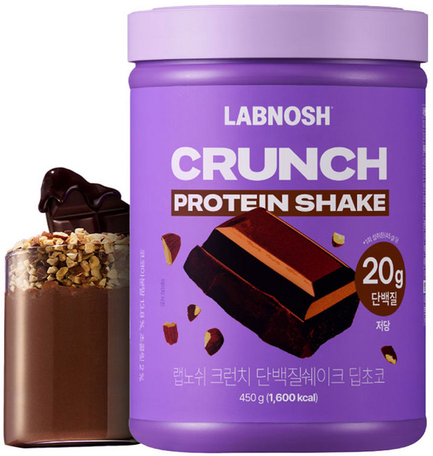 랩노쉬 크런치 단백질 쉐이크 딥초코맛, 1개, 450g