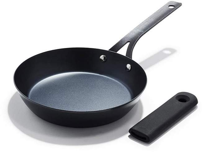 OXO 옵시디안 탄소강 후라이팬 스킬렛 탈착식 실리콘 핸들 홀더 인덕션 오븐 사용 블랙 (Size-12" Frying Pan Skillet), OXO 옵시디안 탄소강 후라이팬 스킬렛 12인치 탈착식, 1개