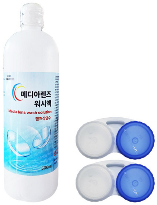 메디아렌즈 식염수 500ml + 렌즈케이스 2개증정 렌즈식염수, 1개