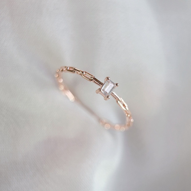 순은 여성 학생 실버 925 투명 블랙 큐빅 실 레이어드 링 은반지