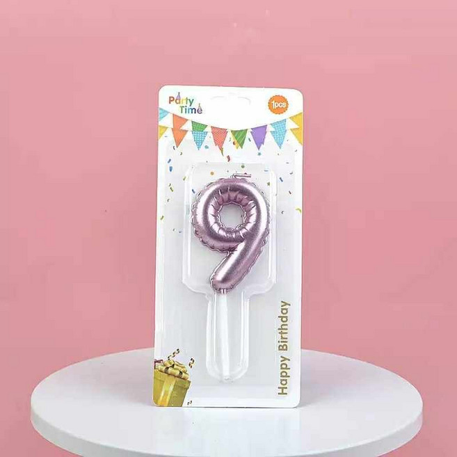 氣球造型數字蠟燭 生日蠟燭 慶生蠟燭 告白蠟燭 情人節 母親節, 1件, 粉色氣球數字蠟燭-9, 20g, 20