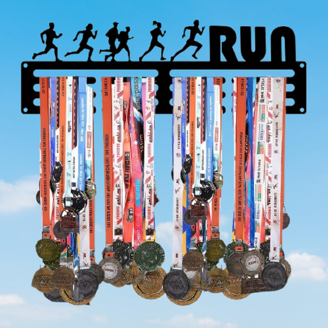 DIYFITNESS 스포츠 철인3종 수영 마라톤 메달정 거치대 진열 보관대 장식 무타공 홀더 메달걸이 8종 택일, 1세트, 마라톤(RUN)