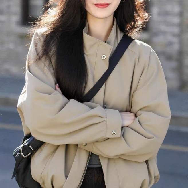 Neirny 여성 야구 점퍼 봄가을 간절기 심플 데일리 패션 루즈핏 야구복 심플 오버핏 캐주얼 바람막이 재킷