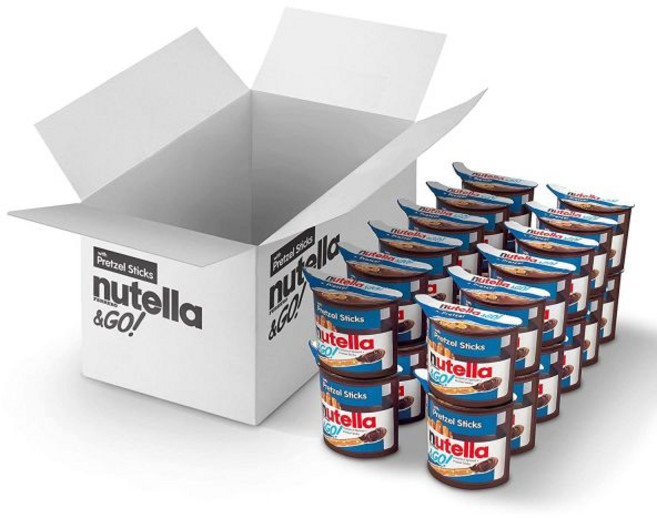 Nutella 파티 믹스 버라이어티 팩 누텔라 고 벌크 24개 묶음 헤이즐넛과 코코아 스프레드와 프레첼 스틱 양말 장난감 간식컵 각각 1.9온스, 사이즈