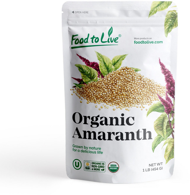 유기농 아마란스 가루 1파운드 - 비유전자 변형 통곡물에 Food to Live Organic Amaranth Flour 1 Pound - Non-GMO Fine Meal, 16온스(1팩), 1개