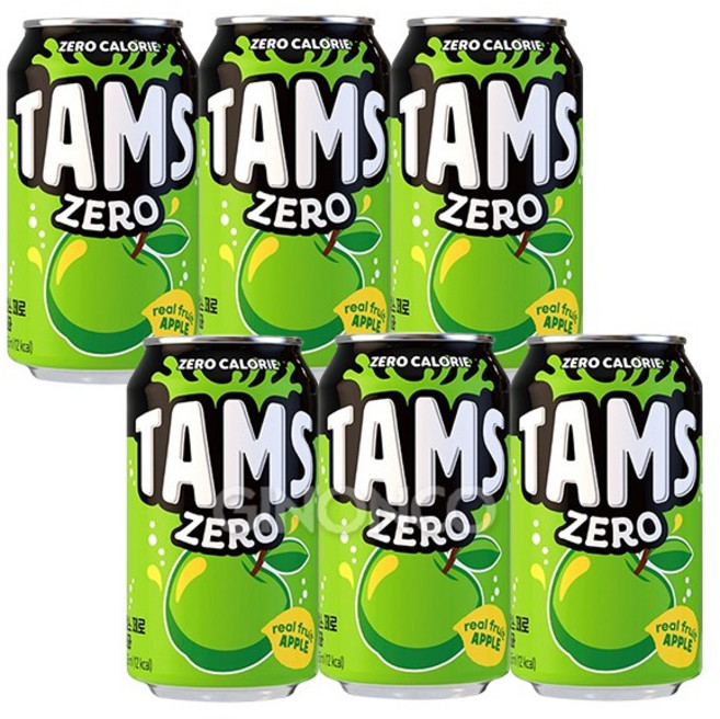 롯데칠성 탐스 제로 사과, 6개, 355ml