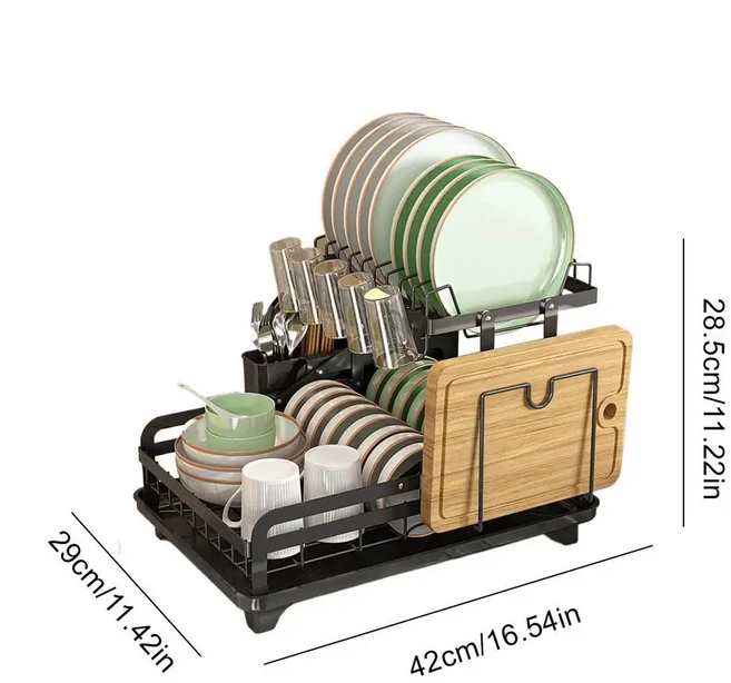 주방 카운터용 2단 식기 건조대 컵 그릇 냄비 프라이팬 RV 식당용, 01 빠른  Mainland, 02 Black