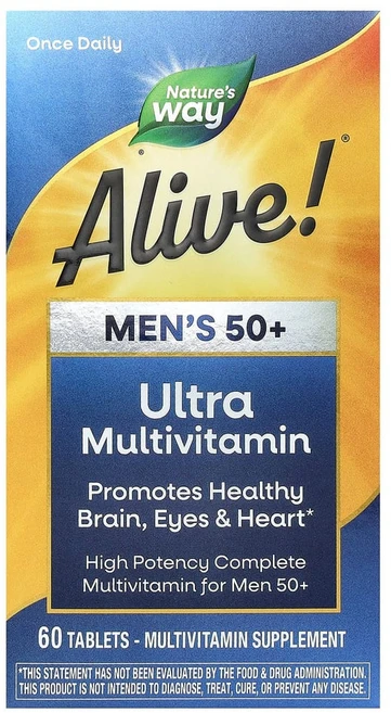 네이처스웨이 Alive 50세 이상 남성용 컴플리트 종합비타민 60정, 1개 - 쿠팡
