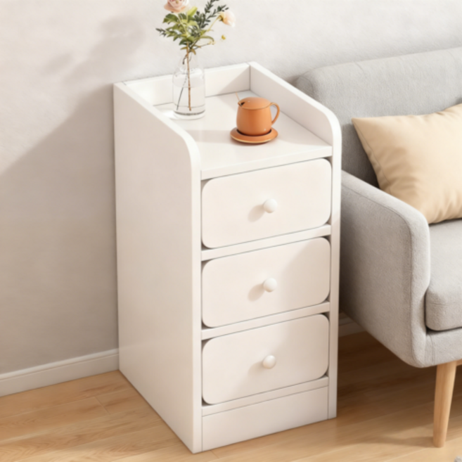 심플 미니 협탁 침실 침대옆 슬림 수납장 다용도 틈새 협탁 CTG25, 1개, 화이트 3단