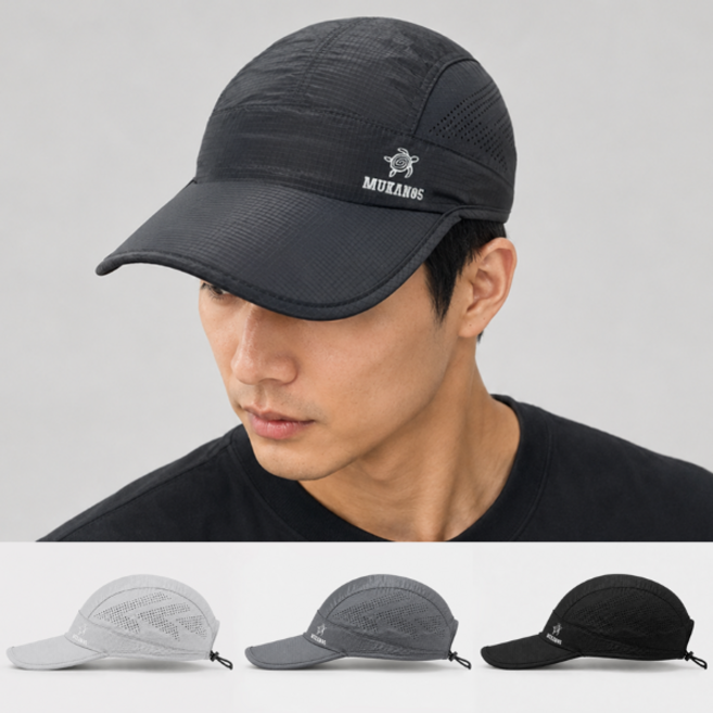 2위 - Mukan05 45g 러닝 모자 초경량 런닝 스트링조절 볼캡, Black, 1개