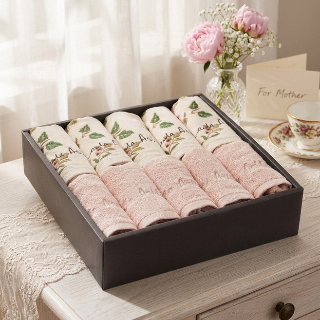 로라애슐리 60수 수건 선물세트 10장 핑크 콤비(엘더우드 오리지널5장+핑크5장) 돌잔치 답례품 신혼 집들이 선물 추천, 엘더우드 오리지널+솔리드 핑크, 10개