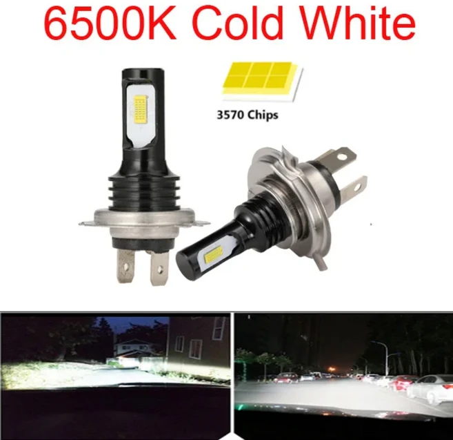 2Pcs H4 H7 H1 LED CSP 자동차 헤드 라이트 전구 3000K PSX24W 9005 HB3 H8 조명 운전 안개 램프, 05 6500K, 01 H1