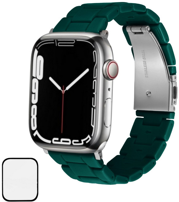 NUBASE 애플워치 호환 캔디 컬러 아크릴 메탈 스트랩 시계줄 조절기 포함, 포레스트, 1개