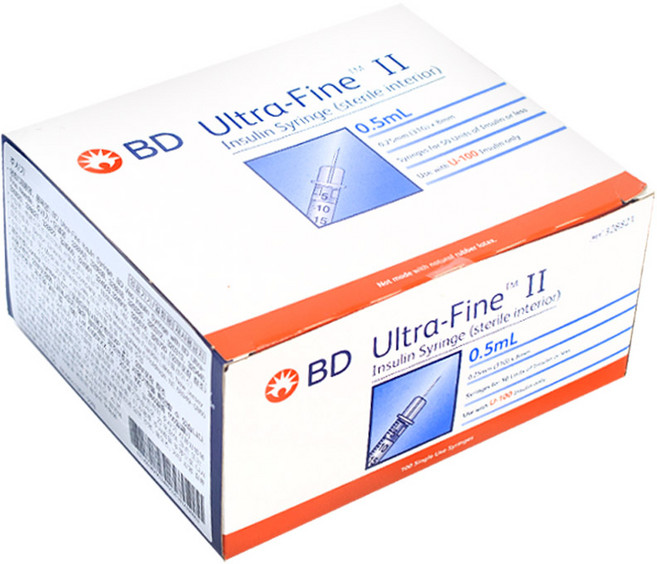 벡톤디킨슨 인슐린 주사기 울트라파인 2 8mm 0.5ml 100p, 1개