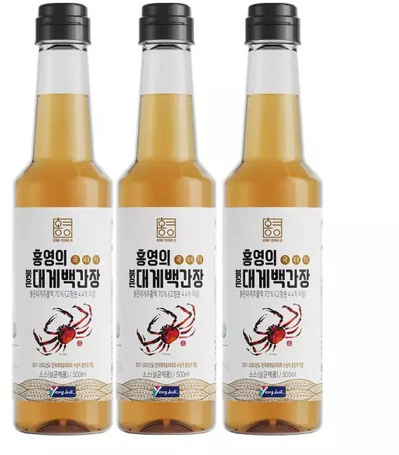 요리색 그대로 홍영의 붉은 대게 백간장 500ml 3개 요리 만능 맛간장