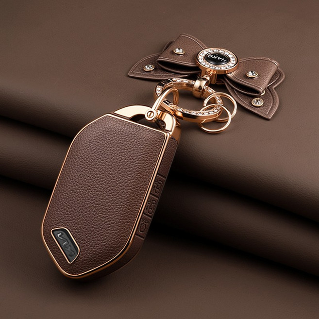 HAKO 소프트2.0 가죽TPU 차키케이스+나비키링 (5버튼/7버튼), K-13 (7버튼), 브라운