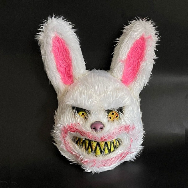 萬聖節裝扮 血腥兔面具 cosplay 恐怖毛絨面具, 1個, 血腥兔