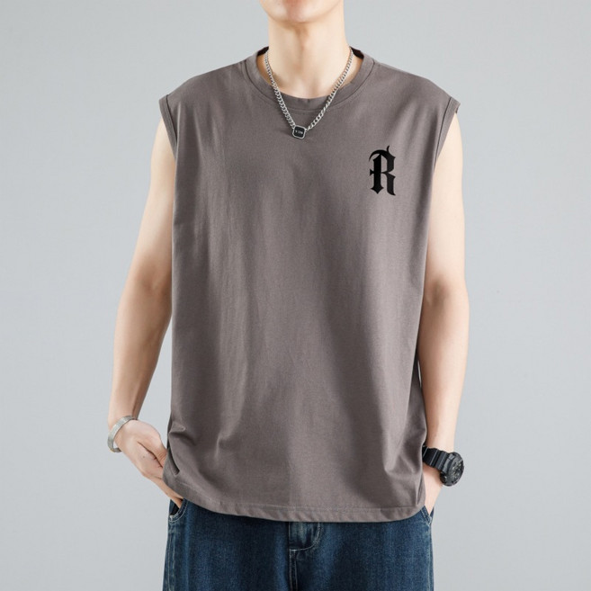 남성용 여름 얇은 민소매 티셔츠 아이스 느낌의 스포츠 캐주얼 조끼 패셔너블하고 다용도로 활용 가능한 루즈핏 상의