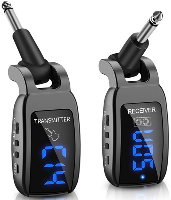 프리라이프 - UHF 기타 무선 송수신기 기타잭 충전식 전자악기 와이어리스 시스템 블랙세트, 1세트