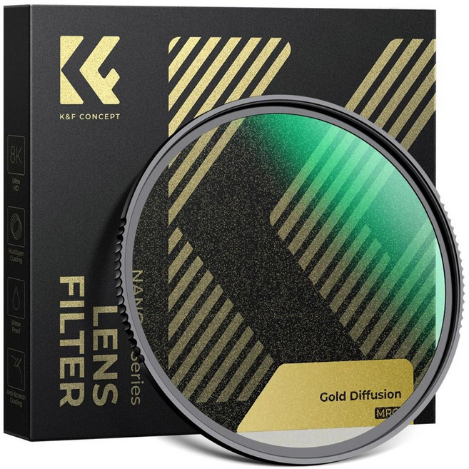 2026 신제품 K&F 골드미스트 필터 소프트 라이트 빈티지 필름 효과 필터 사이즈 선택가능, 1개, 67mm