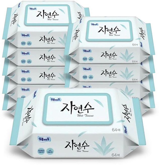 잘풀리는집 자연수 물티슈 64매 10팩 1박스, 1개