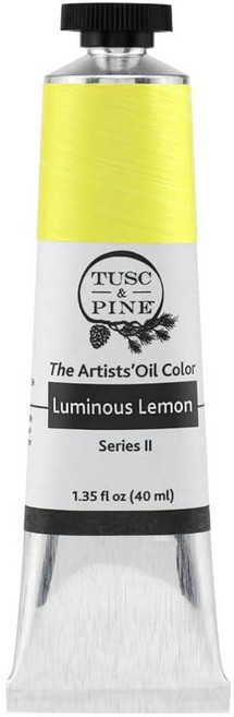 Tusc & Pine 아티스트 오일 페인트 - 티타늄 화이트 (아마씨) 40ml 황변 없음 풍부하고 크리미 한 일관성 최대 안료 부하 소량 가공 페인트 전문 아티스트, 1개(1개입), 야광 레몬