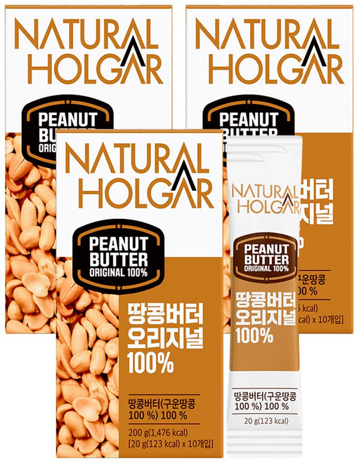 네츄럴올가 무첨가 무가당 땅콩버터 오리지널 100% 짜먹는 스틱, 30개, 20g