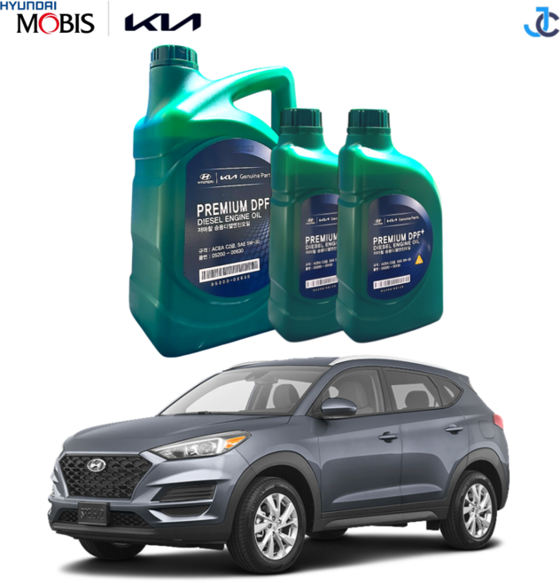 올뉴투싼TL 2018~2020년 디젤 경유 2.0 eVGT 모비스 순정 엔진오일 ACEA C2, 8L, 5w30, 1세트