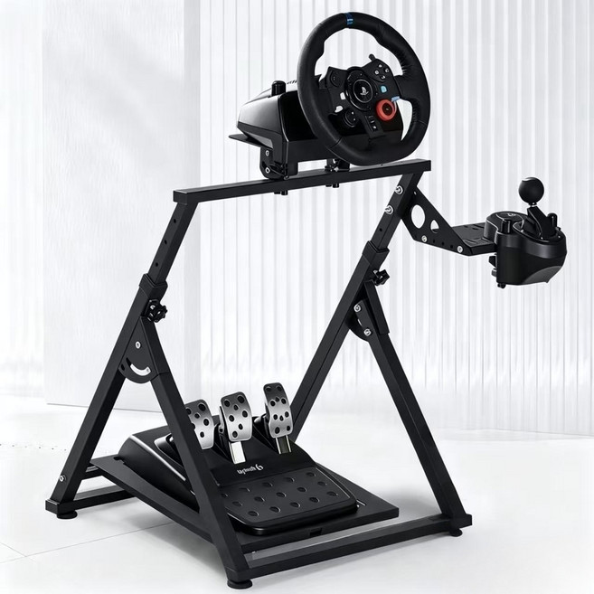 X型賽車架 折疊式遊戲模擬器支架 適用羅技方向盤, 1個, 25版-F906丨第三代加強面板-專業款, 黑色