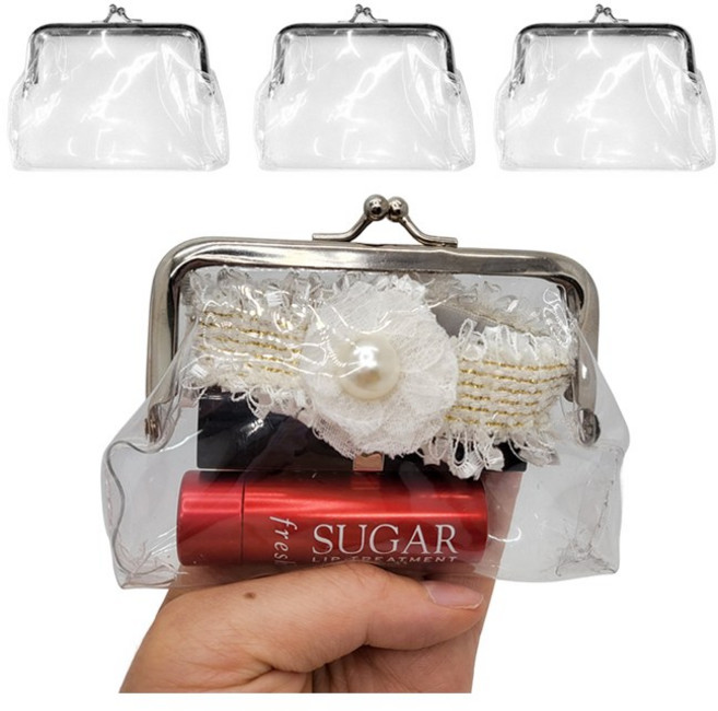 알파벳샵 미니지갑 화장품 투명 파우치, 3개, 투명파우치