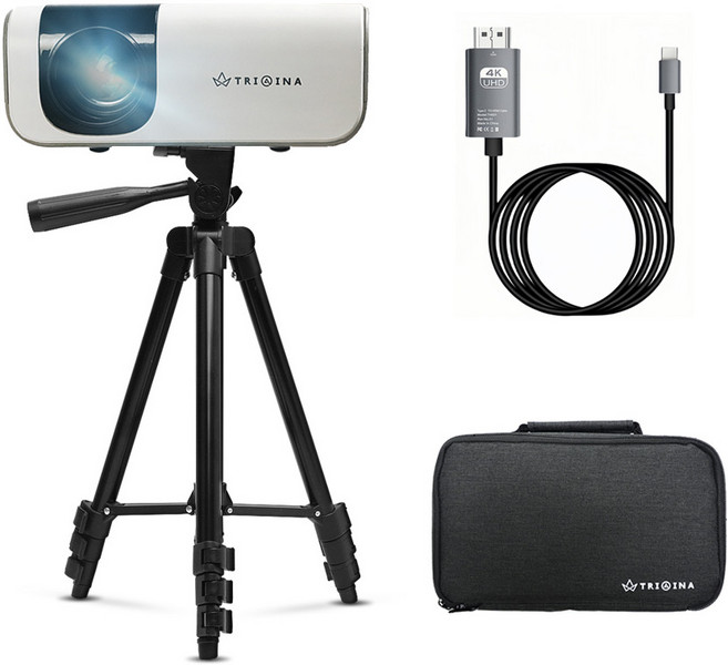 빔프로젝터 미니빔 TN-LP9 가정용 캠핑용 휴대용 삼각대+전용가방+C타입케이블 풀세트