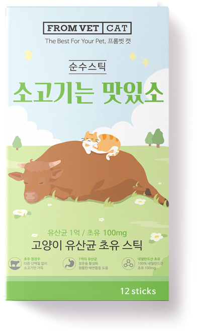프롬벳 고양이 순수스틱 소고기는 맛있소 프로바이오틱스 초유 스틱 12g x 12p, 장건강/유산균, 1개