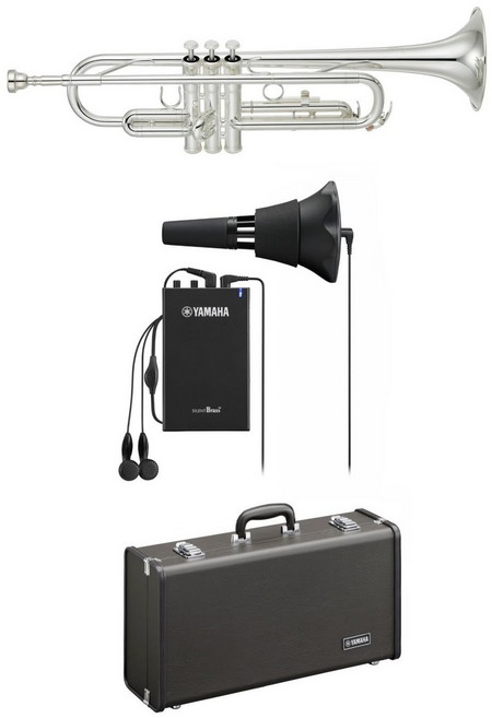 YAMAHA & YTR-2330SSB7J 야마하 트럼펫 침묵 황동 입문 초보자 세트 언제 어디서나, 1개